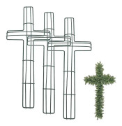 3-pack korsformad trådkransram religiöst kyrkotema kransram (40,00 x 18,00 x 1,50 cm, grön)