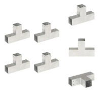 The Living Store Stolpbeslag 4 st T-form galvaniserad metall 71x71 mm