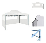The Living Store Hopfällbart partytält med 3 sidoväggar 3x4 m stål vit
