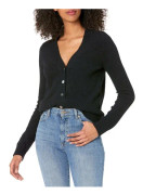 The drop - ESF23966-Black-L - Francine Cardigan för kvinnor, bekväm, V-ringad, med knappar på framsidan