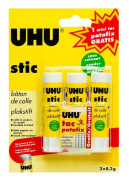 UHU Set med 3 Stic 8,2g + prov av patafix