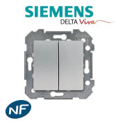Dubbel tvåvägsbrytare Silver Siemens DELTA VIVA