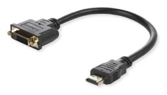 ADAPTER HDMI - DVI M-F, 15CM SVART, HDMI TILL DVI (24+1) KAN GÅ B SIGNAL