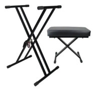 Tiger Keyboard Stand & Stool Pack Height Adjustable Keyboard Stand & Piano Stool