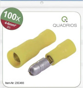 Quadrios 23C493 Cylindrisk hankontakt 4 mm² 6 mm² gul 100 st.