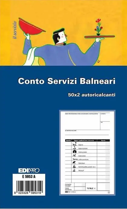 Fördelare - Edipro stubbanteckningsbok - E5953A - Compti Services Balneari block 50 x 2 homologerade F.To 29,7 x 22