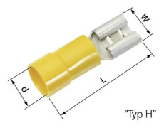 LAPP 63101110 Flatstifthylsa Anslutningsbredd: 6.3 mm Anslutningstjocklek: 0.8 mm 180 ° Delisolerad Gul 50 st