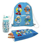 NERTHUS FIH 1071 Set ryggsäck + smörgåspåse + Tritan Smurfs flaska