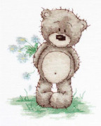 Lucas Creative Paper Kit - B1090 -S L Counting Cross Stitch Kit Bruno med blå bukettmönster 13,5 x 10,5 cm