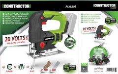 Sladdlös sticksåg max 20V - Elem Technic - PSJS20B - Trä 65mm - Stål 5mm - Lutning 0-45°