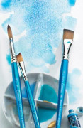 Pensel - Winsor borstsats - newton - 5305003 - Cotman Watercolor Brush Serie 555 Kort platt Långt skaft N3