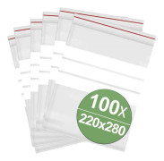 Snap-lock påse med etikettremsa (B x H) 220 mm x 280 mm transparent polyeten