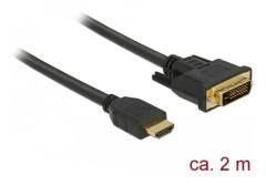 Delock - Adapterkabel - DVI-D hane till HDMI hane - 2 m - trippelskärmad - svart - tumskruvar