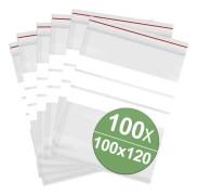 Dragkedja med etikettremsor (B x H) 100 mm x 120 mm transparent polyeten