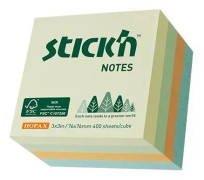 Notiskub Notislappar FSC - 400 Blad 76x76mm - 4 Pastellfärger