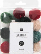 Kartong med 24 flerfärgade mini pompoms: jul