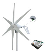 Vindturbingeneratorpaket, 400W effektutgång, PWM-kontroll, 24V, 6 vita blad, 400W