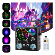 Laserprojektorlampor, RGB-färg, fem-i-ett-effekt, Svart, EU-kontakt