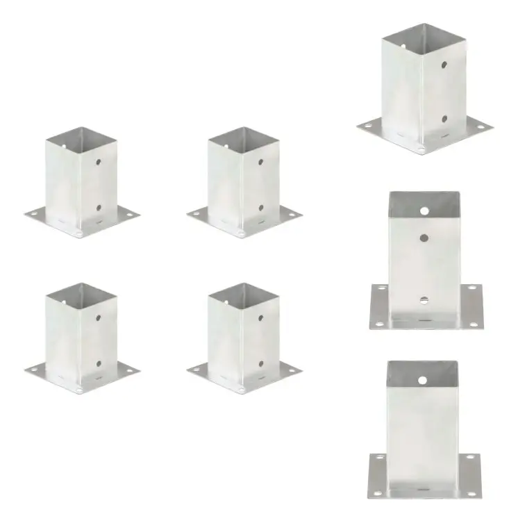 The Living Store Stolpfot 4 st galvaniserad metall 91 mm