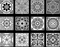 INF 12-delad Mandala Stencil Återanvändbara Mandala målarmallar Model 1