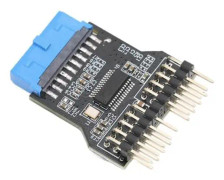 HURRISE USB 3.0 19-stifts hona Header Adapter USB 3.0 19pin till Dual 9Pin Adapter Black PCB Metal