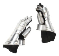 CEN German Medieval Knight Gauntlets LARP Silver Steel