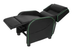 Single Rest Fåtölj - Tillverkad av högkvalitativt PU-läder - 103,5 x 74 x 65 cm - Svart och grönt BEL-22