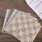 HURRISE brunt blomma lapptäcke 7 st bomullstyg fyrkantig blomma färdigskuret DIY tyg lapptäcke brun blomma serie (50*