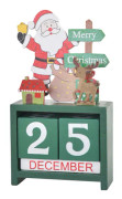 Jul Adventskalender, Trä Jul Nedräkning Kalender Block, Skrivbordets Kalendrar för Jul Heminredning