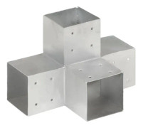 Stolpkopplingar 4st X Form galvaniserad metall 101x101mm - SALUTUYA - BD01470