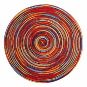 Set med 1 värmebeständig tvättbar vävd vinyl placemats rund halkfri rund (rund färgglad röd)