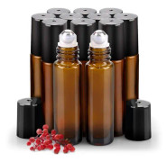 10 st 10 ml roll-on-glasflaskor för eterisk olja, tom roll-on-flaska med rullkulor av rostfritt stål
