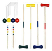 YUENFONG Träkrocketset Utomhuskrocketset för 4 spelare Trädgårdsspel Traditionellt träspel för familjen