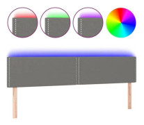 LED sänggavel - FDIT - Mörkgrå - 200x5x78/88 cm - Tyg