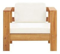 WEI Trädgårdsstol med Cushion Cream Solid Acacia Wood#0