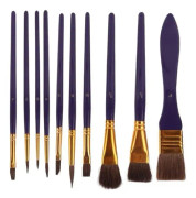HURRISE Paint Brush Set 10 st Nylon Ull Pensel Penna Pensel med förvaringsväska för akryl akvarell
