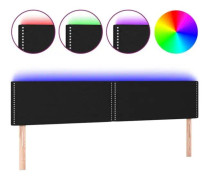 BEL-7667103834630-LED sänggavel Svart 160x5x78/88 cm Tyg