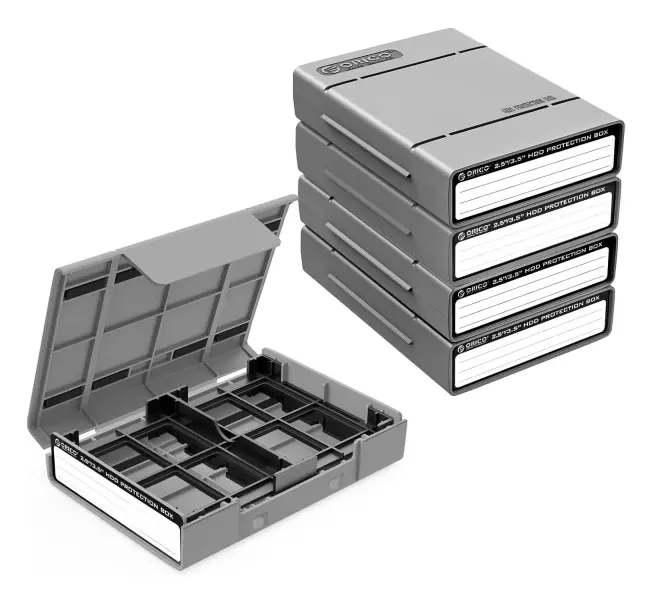 5-pack hårddiskväska skyddande låda för 3,5/2,5 tum SSD HDD bärbar med antistatisk, stöttålig och dammtät reseförvaringsväska-PHP25-