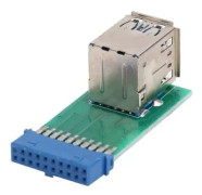 HURRISE USB 3.0 hona 20-stifts adapter för dubbel kontakt, moderkort, header, vertikal