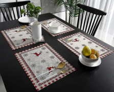 Underlägg Set om 6 Värmebeständiga Underlägg för Matsal Bord Jul Älg Snöflinga Röd Buffalo Check Plaid Bordsunderlägg Set Inomhus och Utomhus Dekoration