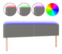 LED sänggavel Mörkgrå 160x5x78/88 cm Tyg - YOSOO