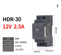 Strömskenans switchade nätaggregat DC HDR-15W/30W-5V/12V/15V/24V Hal svart HDR-30-12V/2.5A