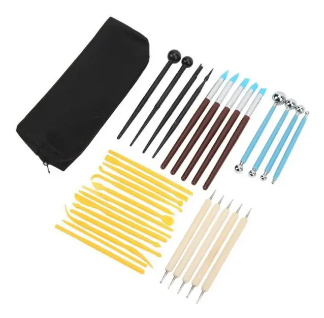 BEL-7423055083850-Lera Skulptur Verktygssats Lera Skulptur Verktygssats 33 delar, Ball Stick Bag poteri spel