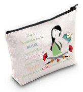 LO Mu Lan Kosmetisk sminkväska Mu Lan-fans Motiverande present Du är modigare starkare smartare än du tror Mulan Makeup Zipper Pouch Bag för kvinnor Gi