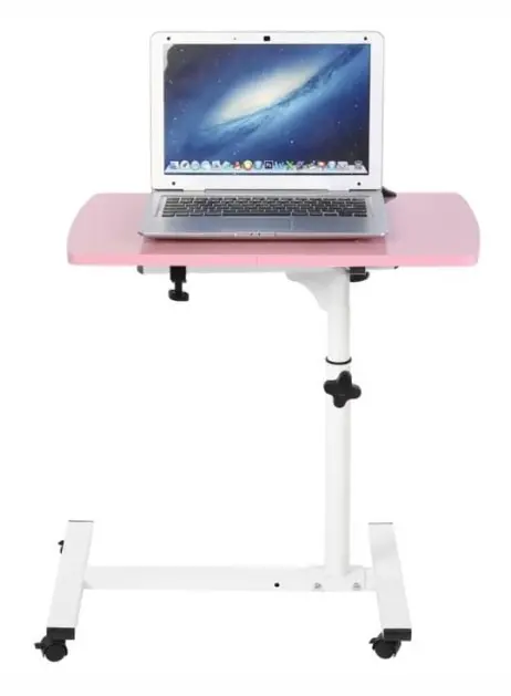 WEI Portable Multifunktionell Löstagbart Laptop Skrivbord med Hjul Säng Soffa Böcker 54*32*88cm - Rosa