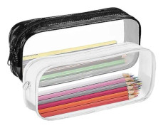 Transparent case - stor kapacitet för skola och smink, lämplig för barn och vuxna (2 st)