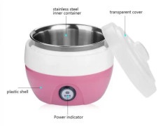 HURRISE Yoghurt Maker Machine 1L Hushållsautomatisk Yoghurt Yoghurt Maker Rostfritt stål innerbehållare (rosa)