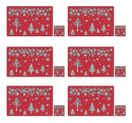 12 st/set God Jul Placemat Jul Underlägg Röd
