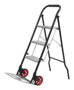 BEL-7329027421166-3-stegsstege Fällbar handtruck, ergonomisk hopfällbar vagn med 3-stegs hopfällbar Robust på hjul, bärbar vagn