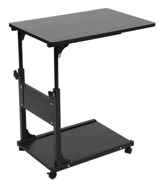 Flerfunktions löstagbart skrivbord för bärbar dator med hjul, svart